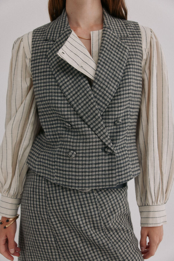 Hoss Intropia Elsa. Chaleco cuadros Kaki