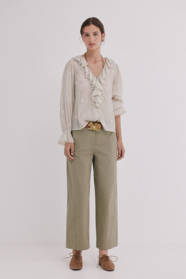 Hoss Intropia Clarisse. Blusa volantes Marfil