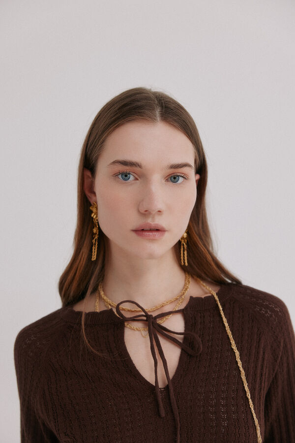 Hoss Intropia Imala. Jersey calado Marron oscuro