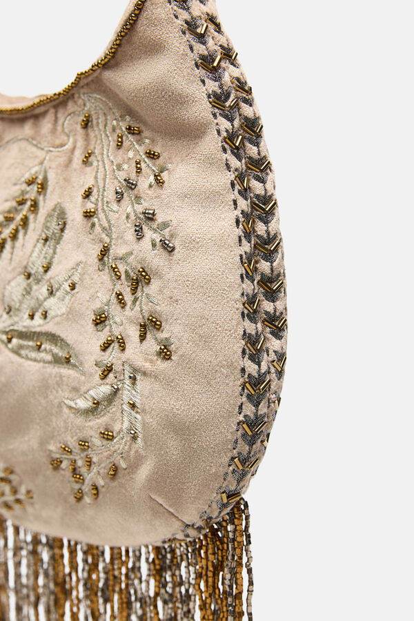 Hoss Intropia Nidia. Bolso bordado con flecos Dorado