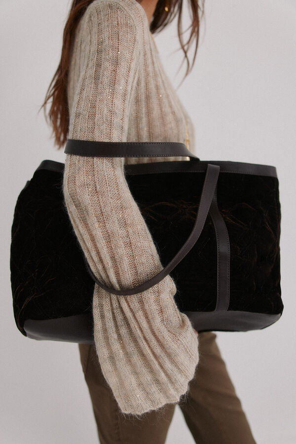 Hoss Intropia Neila. Bolso shopper de terciopelo Marron