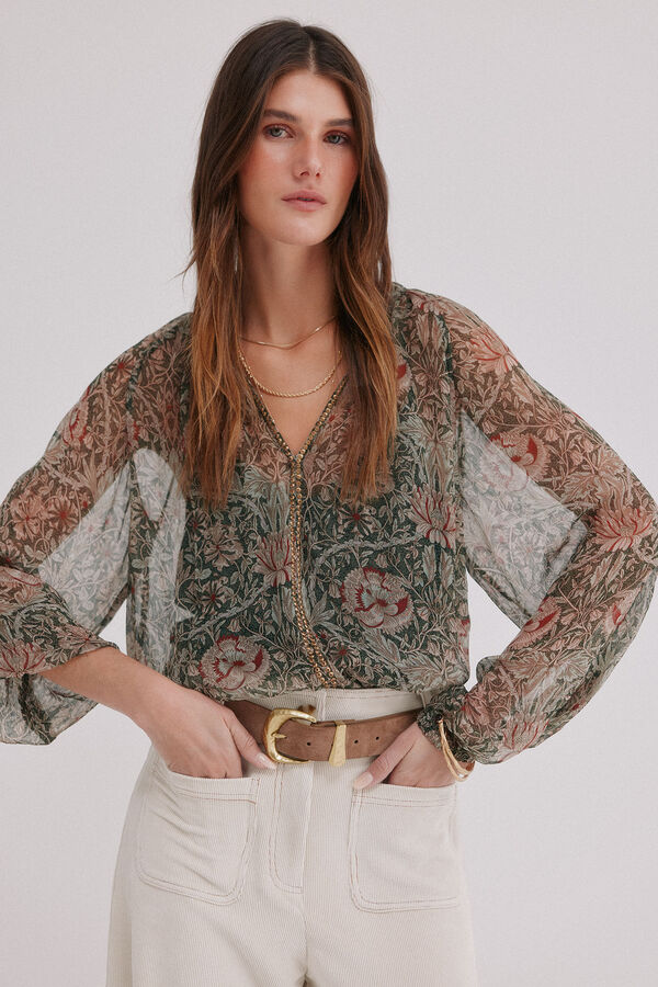 Hoss Intropia Carolina. Blusa estampada Kaki