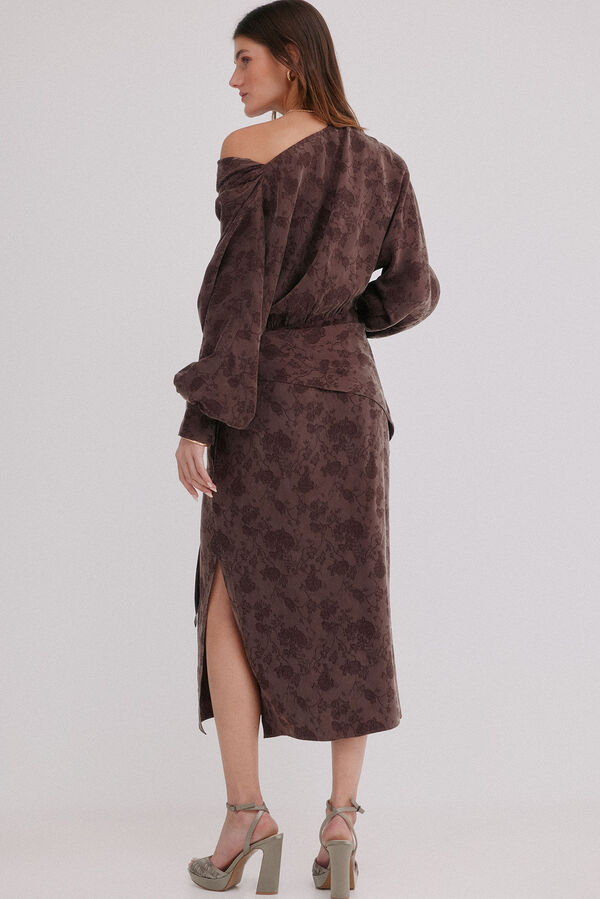 Hoss Intropia &Aacute;gatha. Vestido jacquard Marron oscuro