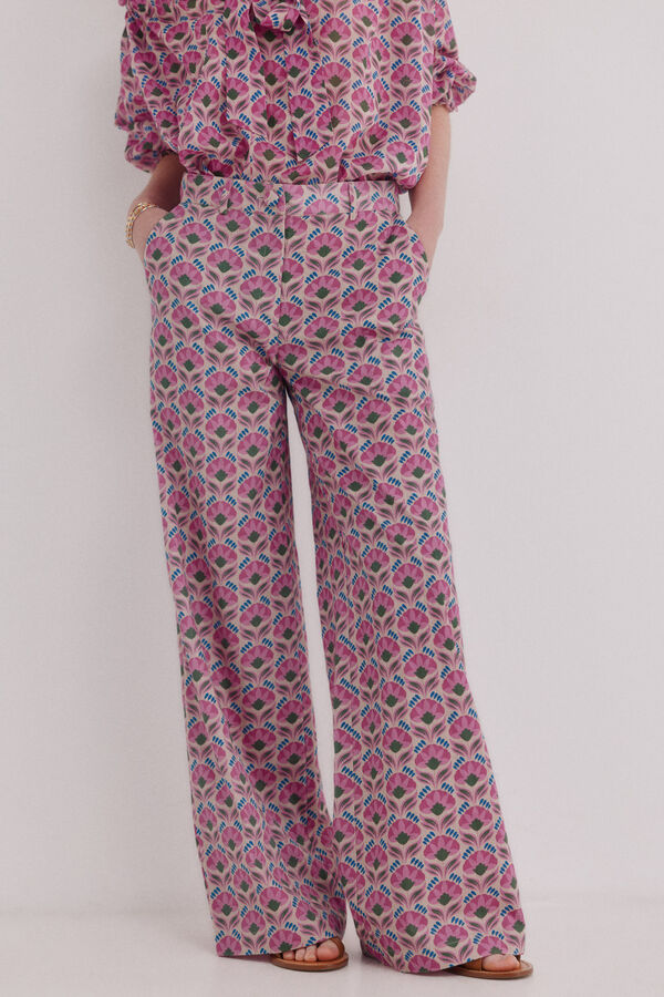 Hoss Intropia Persia. Pantal&oacute;n floral Rosa