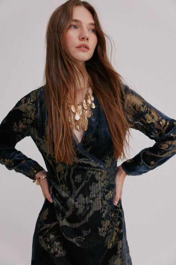 Hoss Intropia Adriana. Vestido jacquard Estampado azul