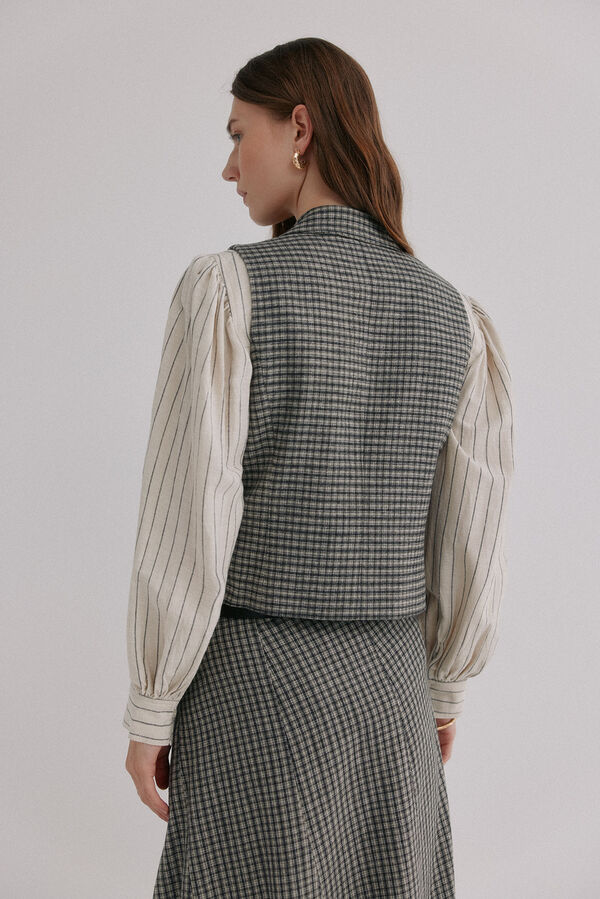 Hoss Intropia Elsa. Chaleco cuadros Kaki