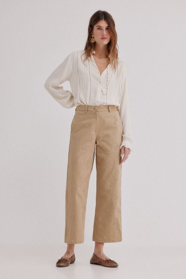 Hoss Intropia Paz. Pantalones corte wide leg Beige