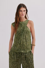 Hoss Intropia Cornelia. Top asim&eacute;trico Estampado Verde