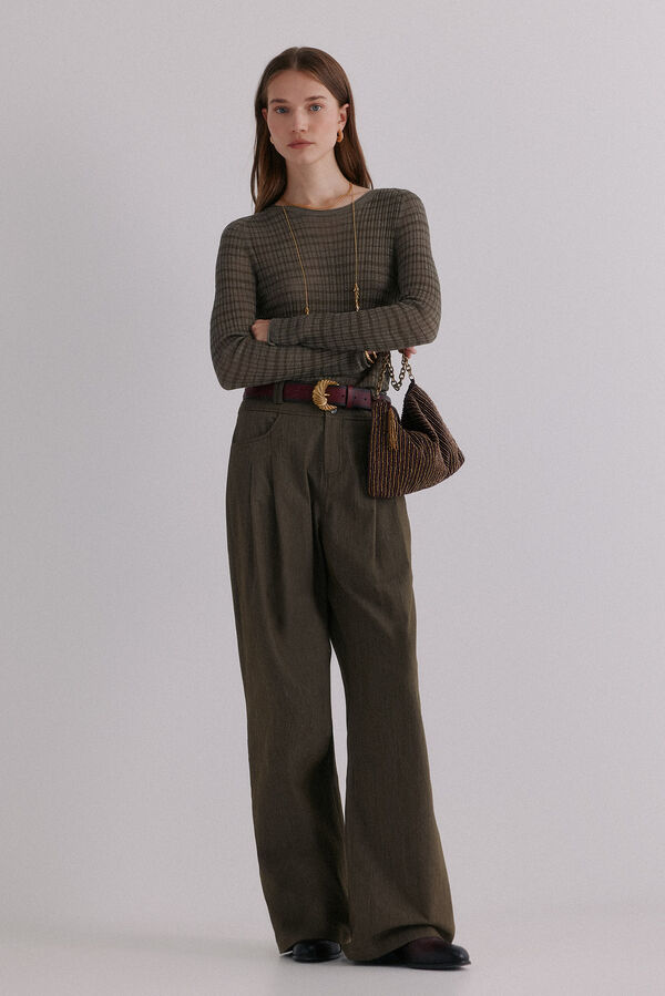 Hoss Intropia Nadine. Top estampado a rayas Kaki