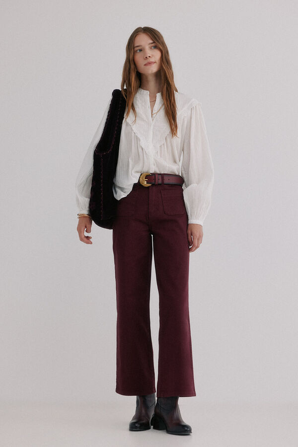 Hoss Intropia Bonnie. Vaqueros wide leg Granate