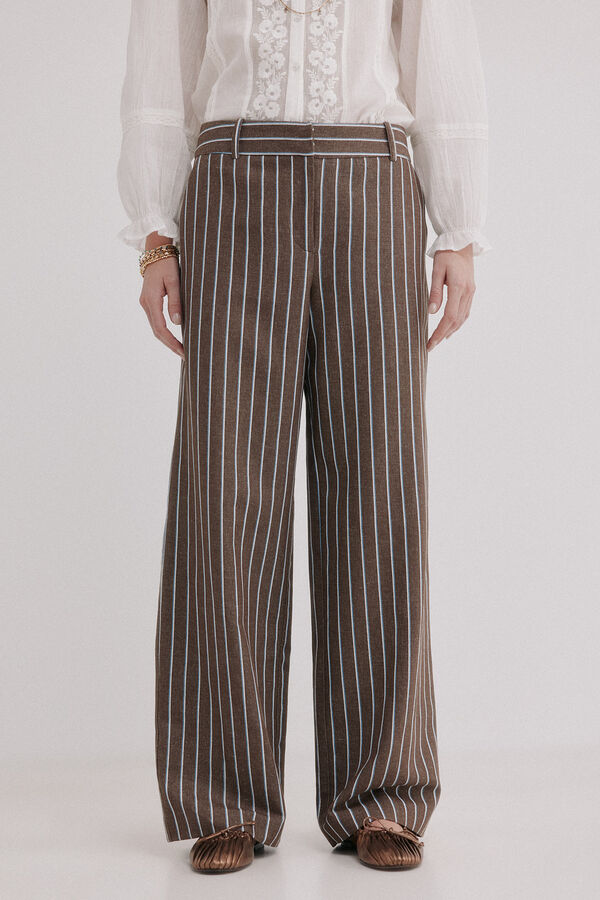 Hoss Intropia P&iacute;a. Pantalones de rayas Marron oscuro