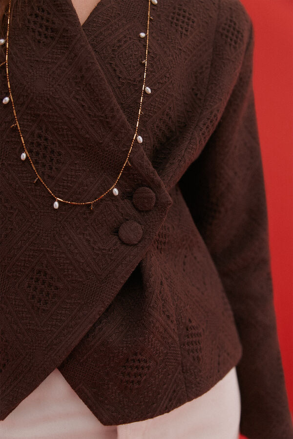 Hoss Intropia Edna. Chaqueta tejido jacquard Marron oscuro