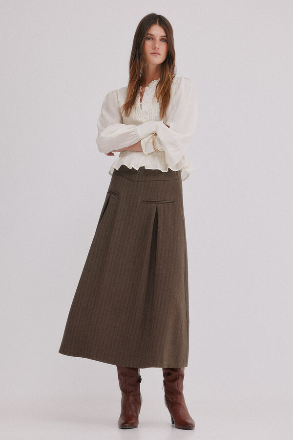 Hoss Intropia Reyes. Falda con pliegues Marron oscuro