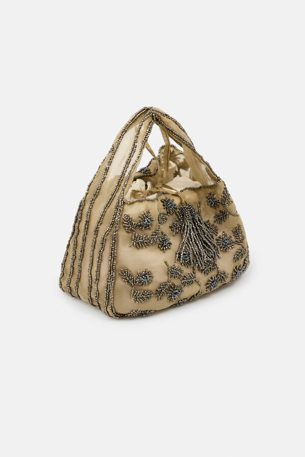 Hoss Intropia Nayara. Bolso de organza bordado Camel