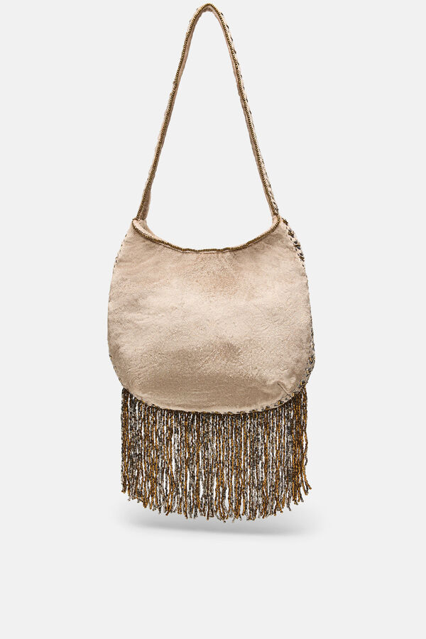 Hoss Intropia Nidia. Bolso bordado con flecos Dorado