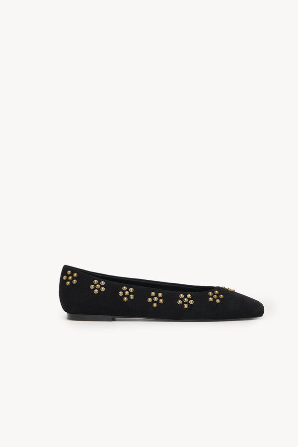 Hoss Intropia Maitane. Bailarinas de serraje con tachas Negro