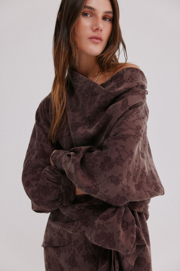 Hoss Intropia &Aacute;gatha. Vestido jacquard Marron oscuro