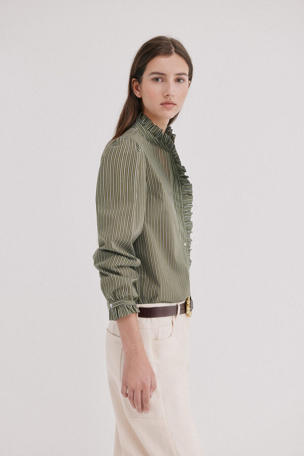 Hoss Intropia Cristela. Camisa rayas Kaki