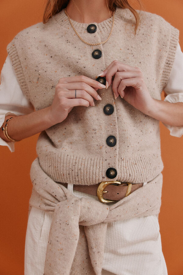 Hoss Intropia Ita. Chaleco jaspeado Beige