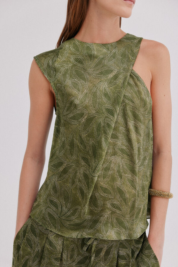 Hoss Intropia Cornelia. Top asim&eacute;trico Estampado Verde
