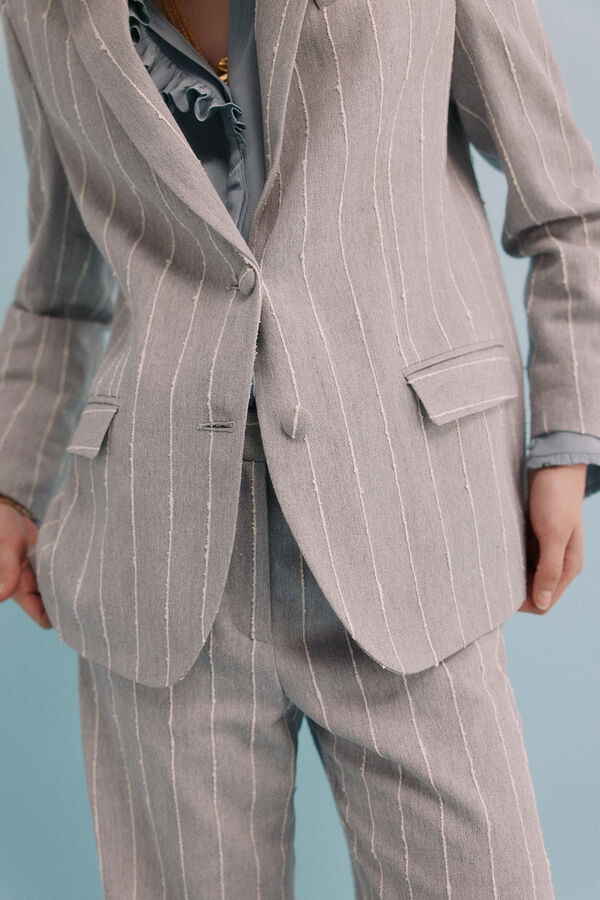 Hoss Intropia Elia. Blazer a rayas Gris