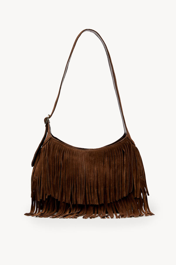 Hoss Intropia Noelia. Bolso flecos Marron oscuro