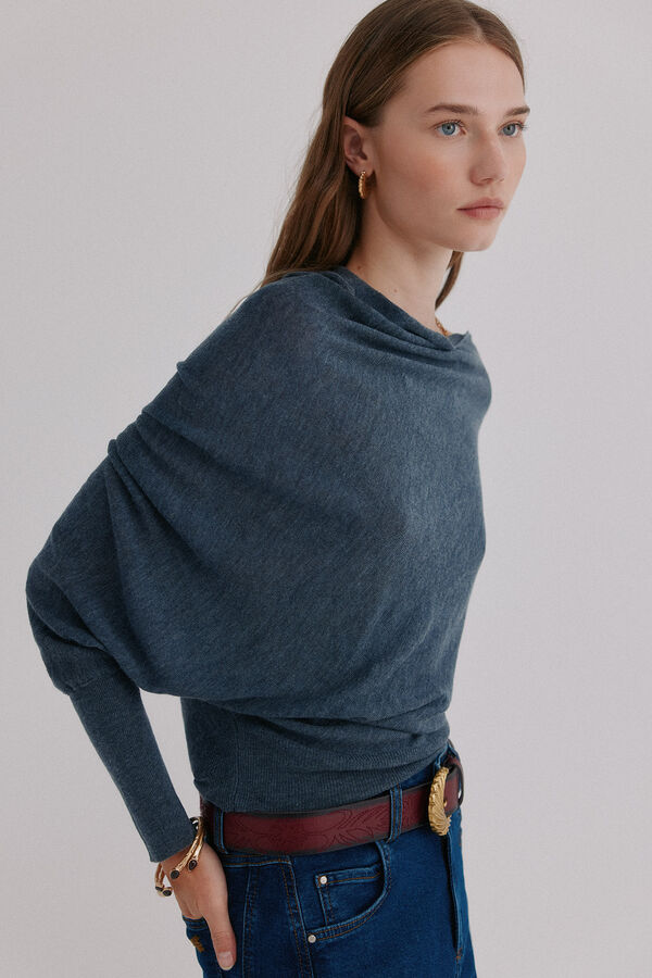 Hoss Intropia Nica. Jersey escote asim&eacute;trico Azul