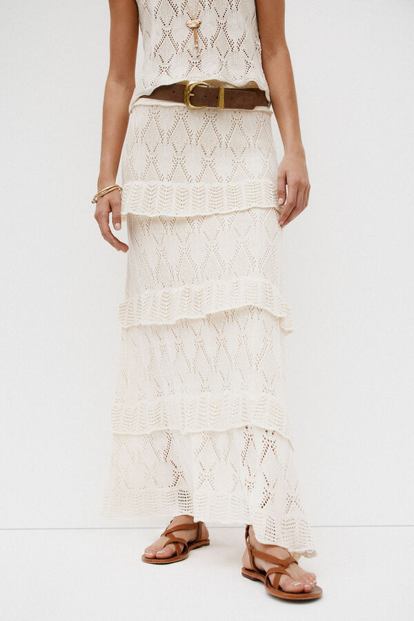 Hoss Intropia Raquel. Falda midi tricot Beige