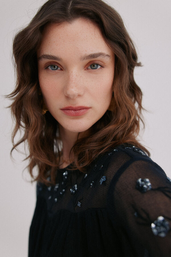 Hoss Intropia Claire. Blusa bordada Azul marino