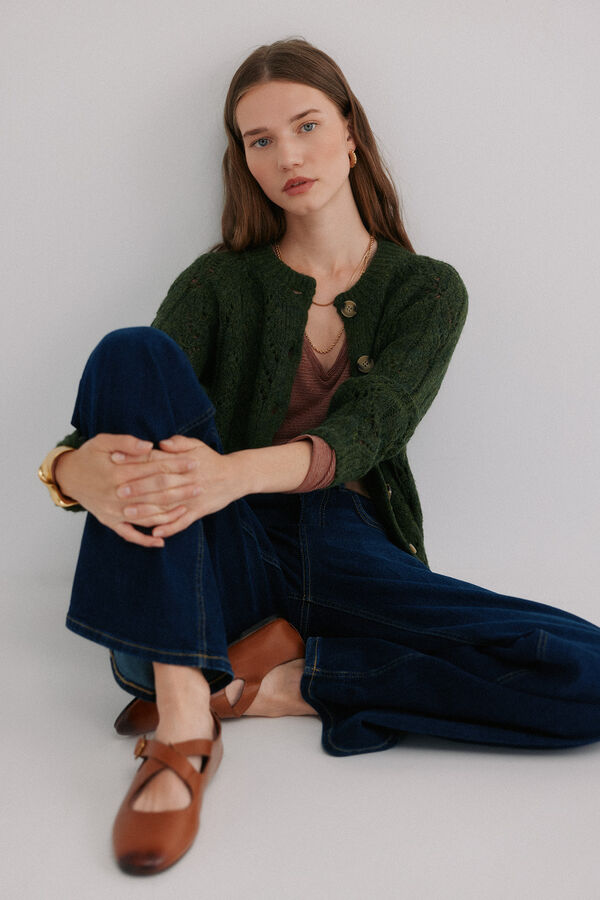 Hoss Intropia Ivette. C&aacute;rdigan calado Verde oscuro