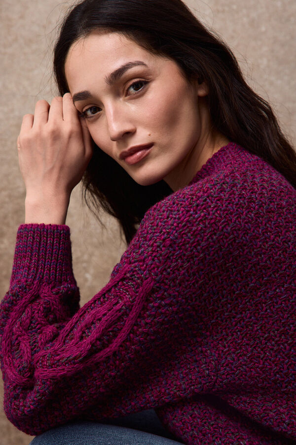 Slowlove Jersey aranes contraste Morado