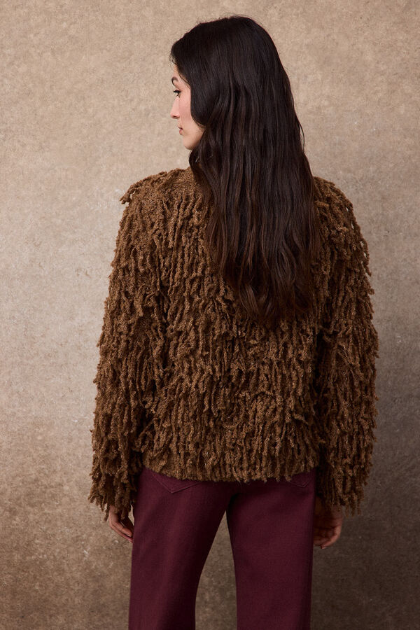 Slowlove C&aacute;rdigan punto con flecos Camel