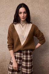 Slowlove Jersey bloques intarsia Camel