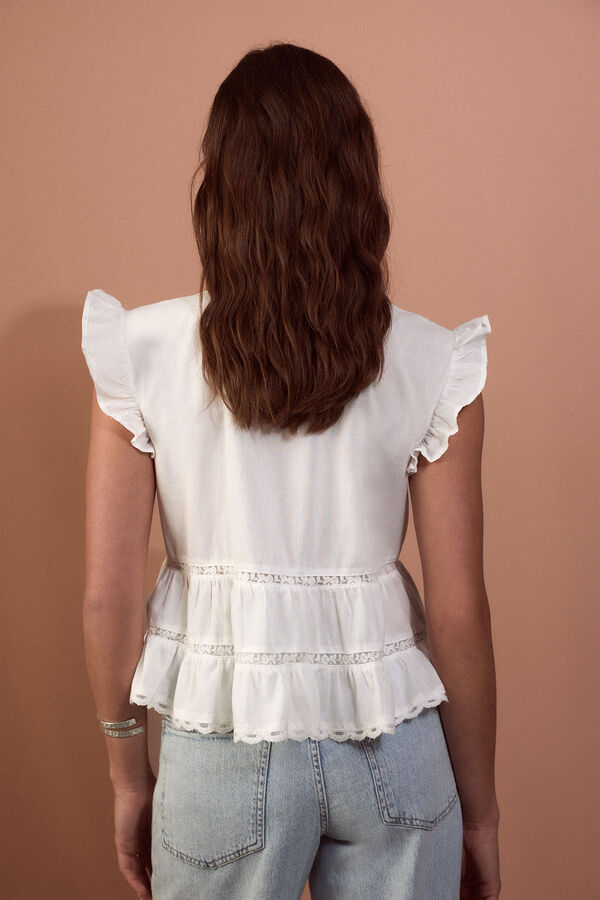 Slowlove Blusa fluida rom&aacute;ntica Marfil