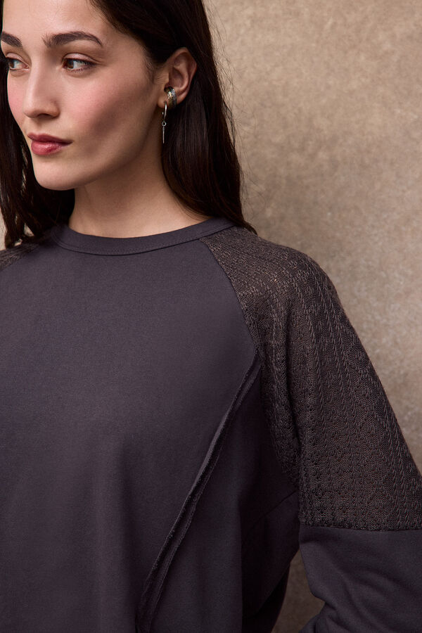 Slowlove Sudadera crochet Gris oscuro