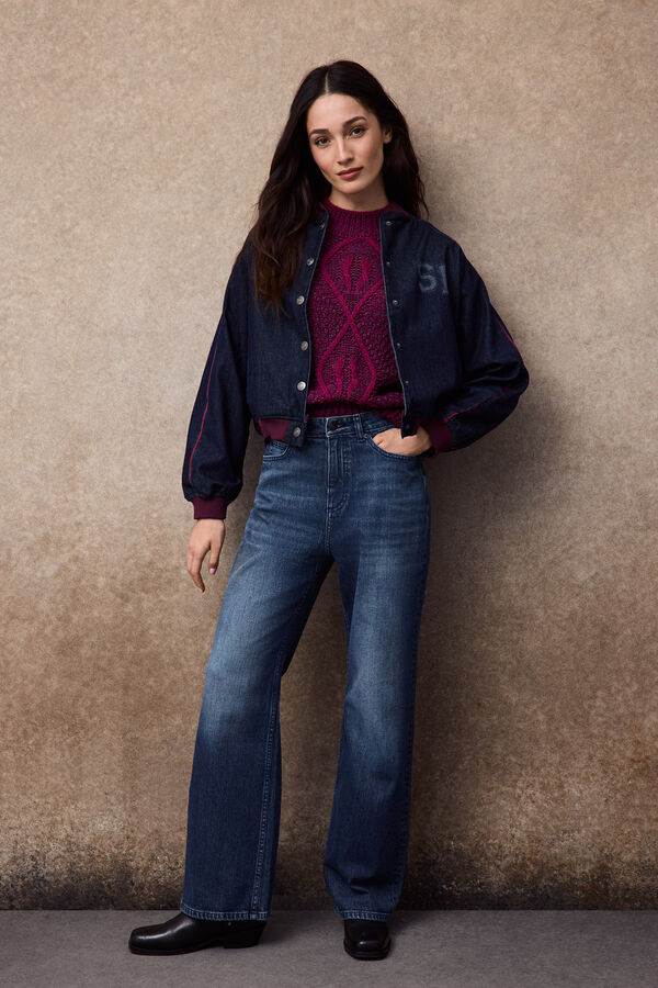 Slowlove Jersey aranes contraste Morado