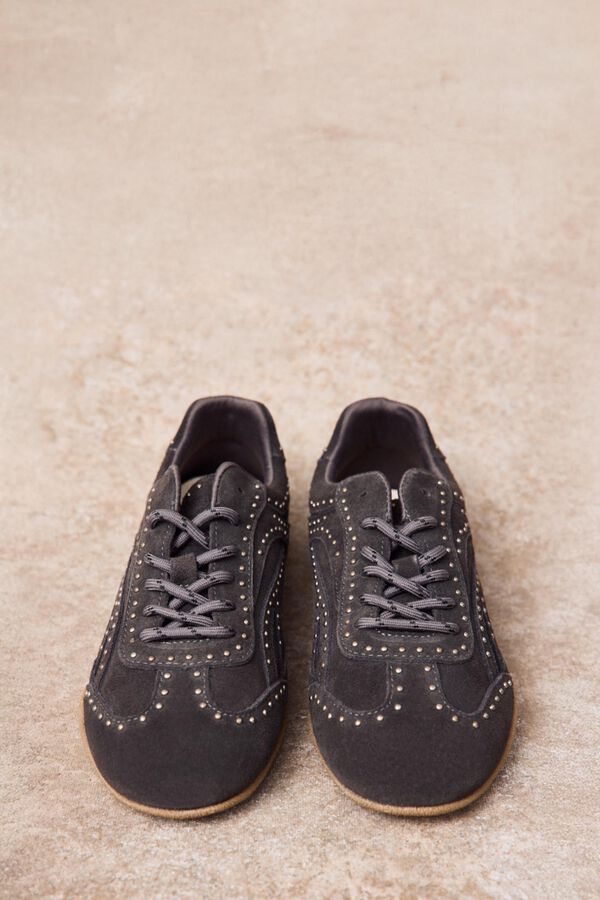 Slowlove Zapatilla piel tachas Gris