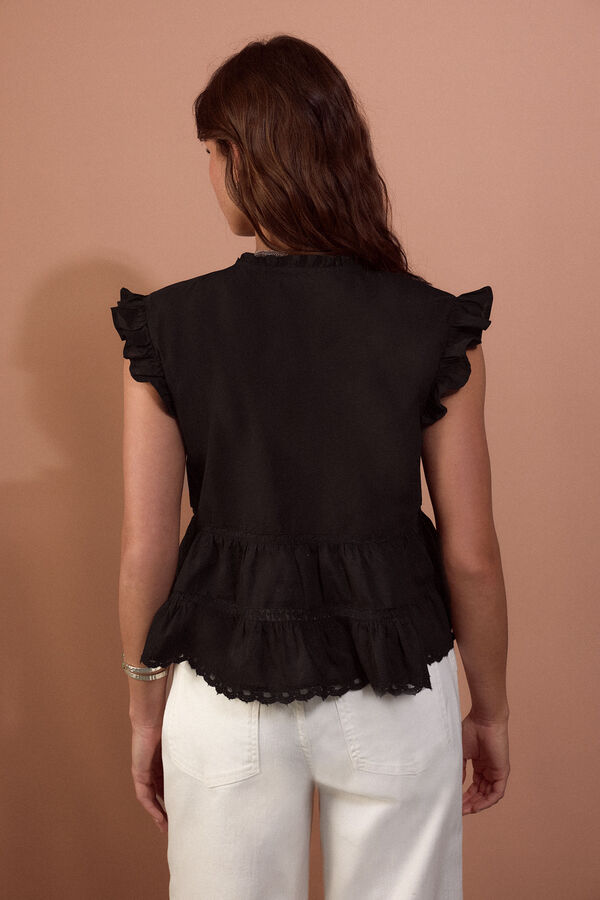 Slowlove Blusa fluida rom&aacute;ntica Negro