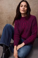 Slowlove Jersey aranes contraste Morado