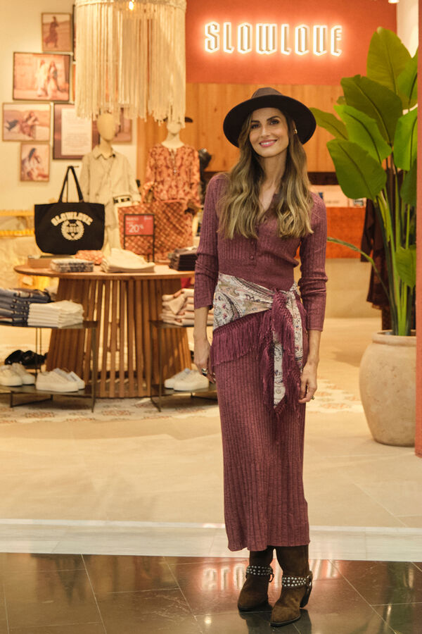 Slowlove Vestido largo punto Granate