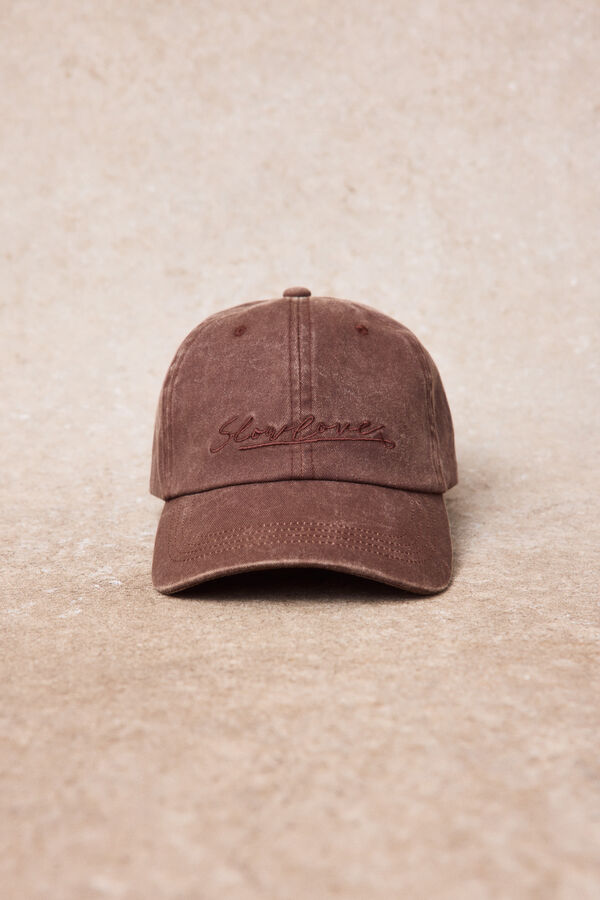 Slowlove Gorra lavada bordado Granate