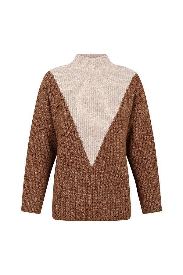 Slowlove Jersey bloques intarsia Camel