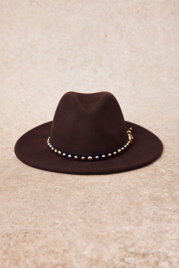 Slowlove Sombrero tachuelas Marr&oacute;n oscuro