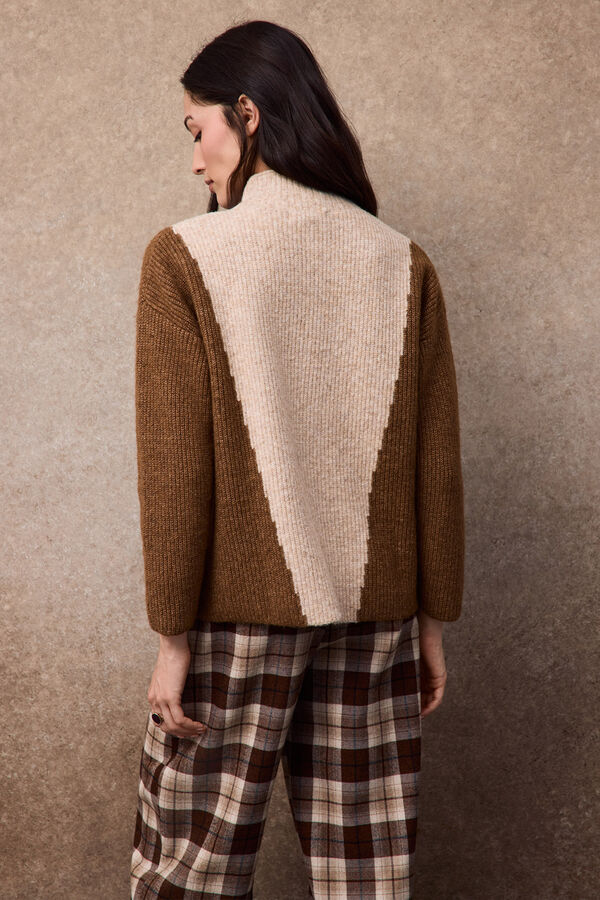 Slowlove Jersey bloques intarsia Camel