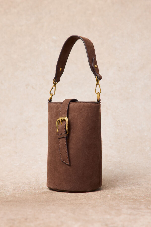 Slowlove Bolso piel saco Marr&oacute;n oscuro