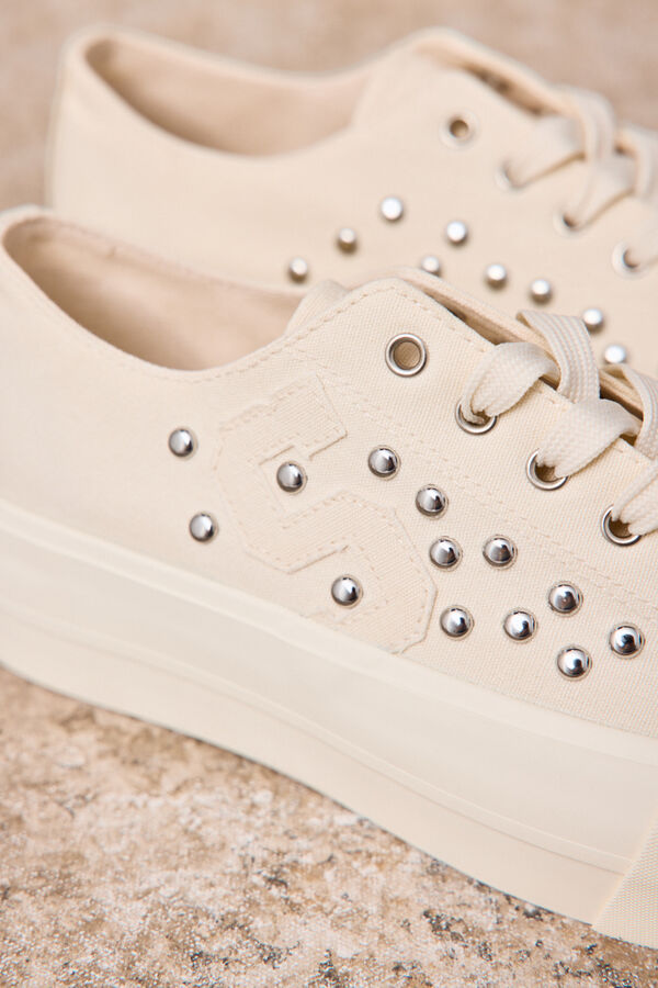 Slowlove Zapatilla sneaker cuadros Marfil