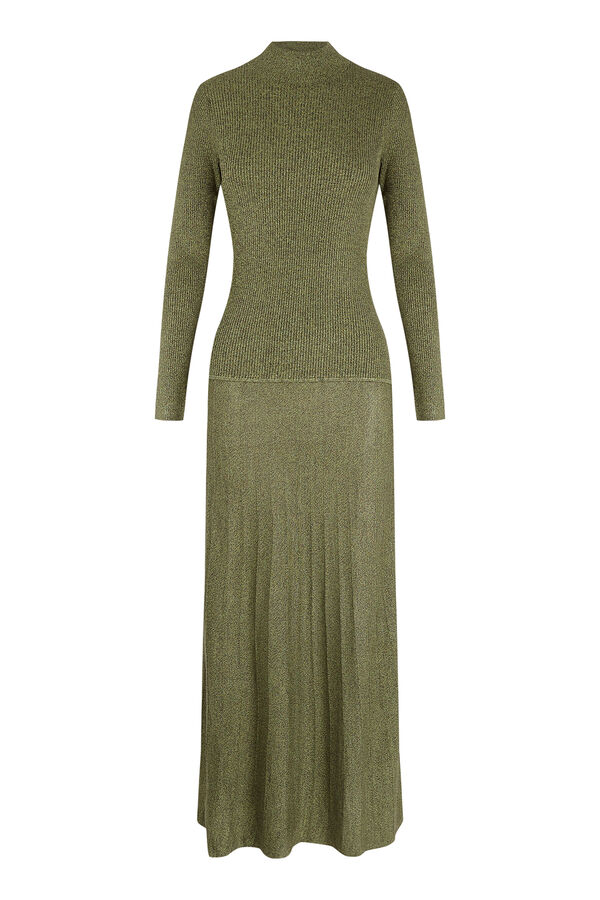 Slowlove Vestido punto jaspeado Verde
