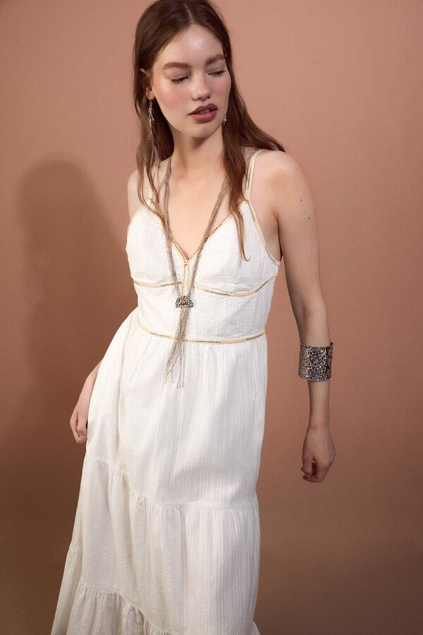 Slowlove Vestido bordados colores Marfil
