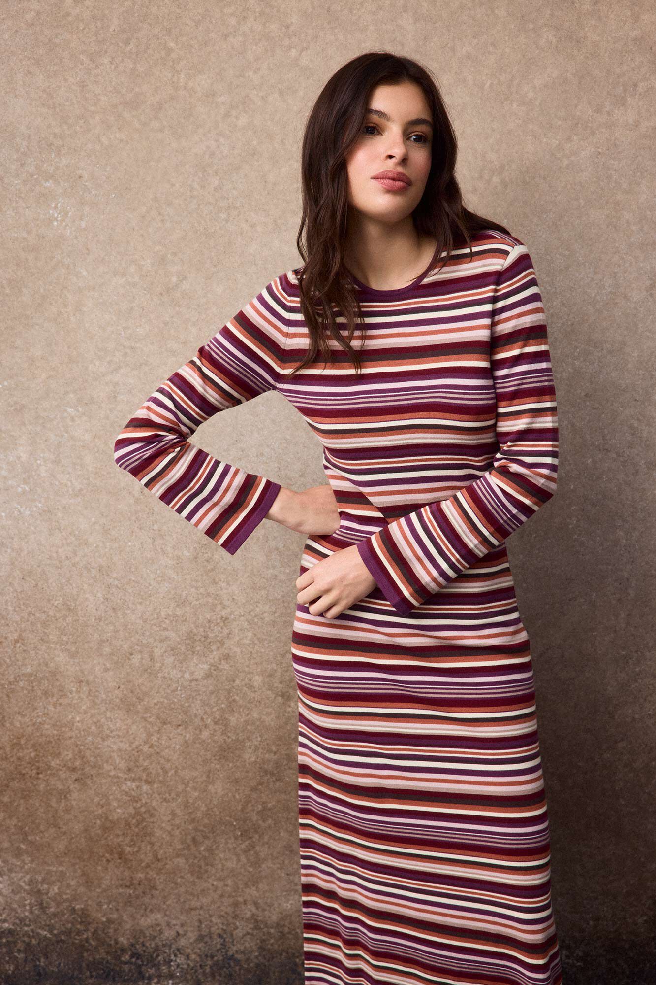 Slowlove Vestido punto rayas