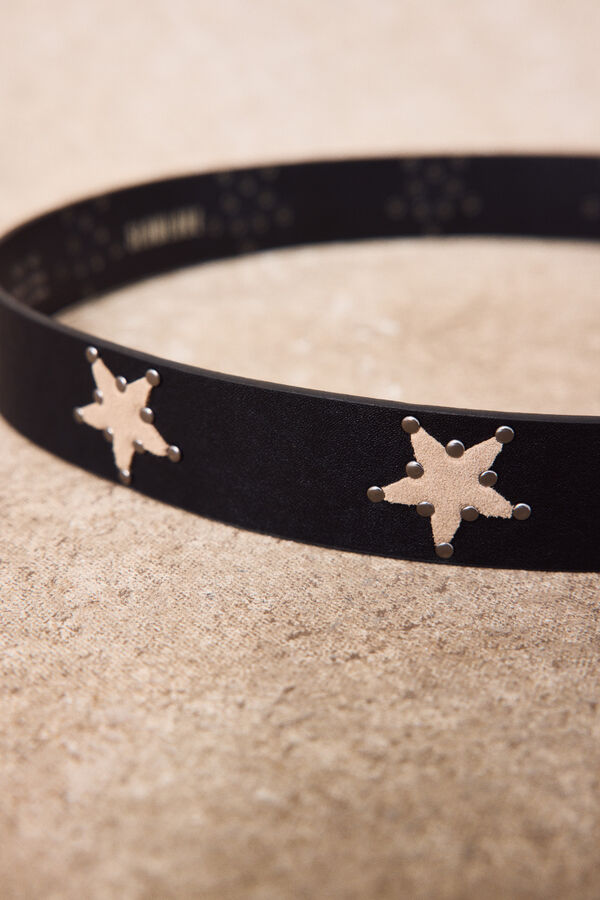 Slowlove Cintur&oacute;n piel estrellas Negro
